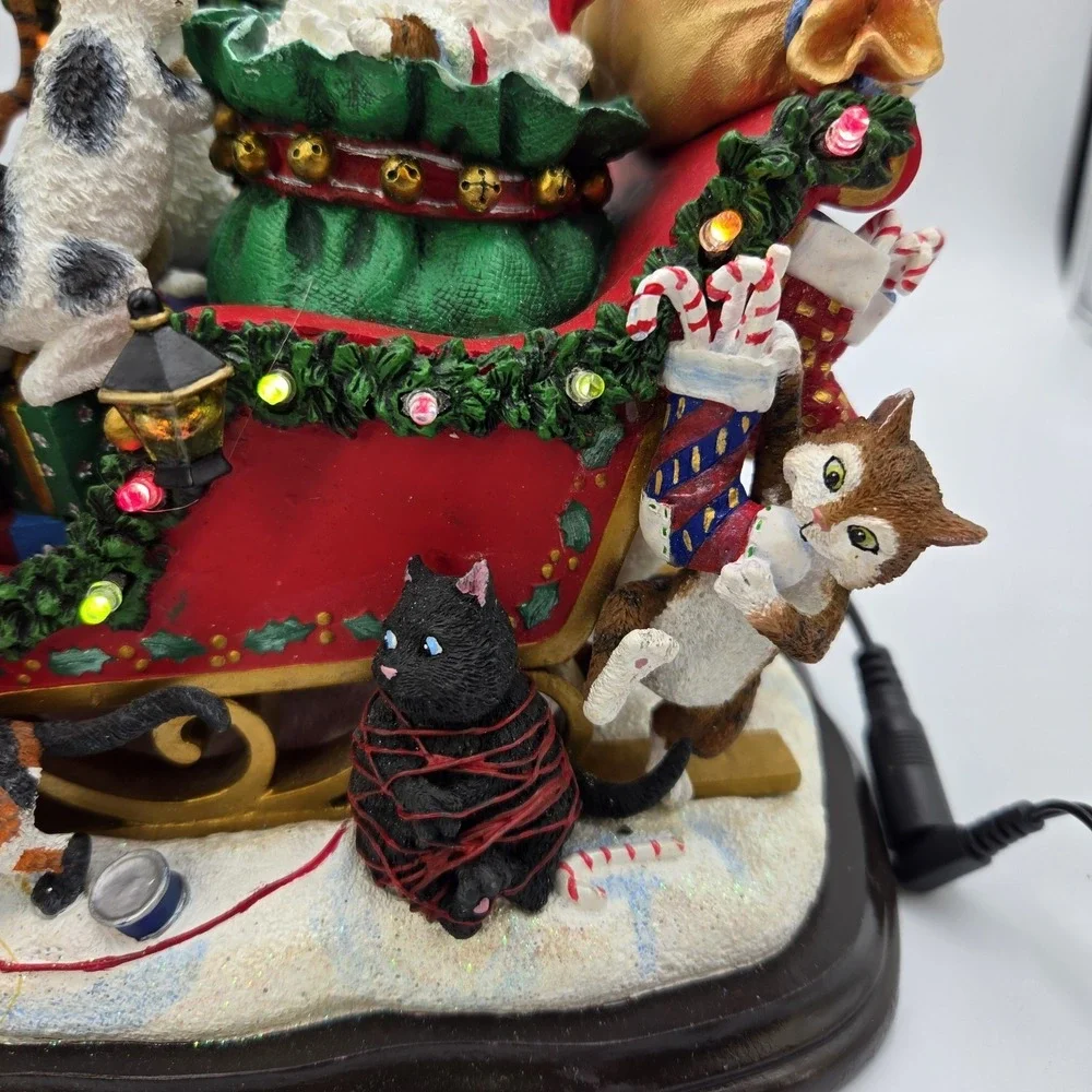 Vtg Danbury Mint Comical‎ Cats Christmas Sleigh Gary Patterson Rare Working HTF